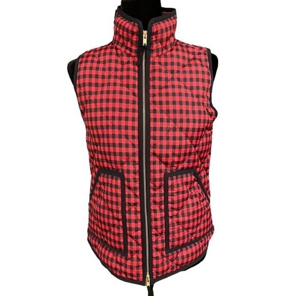 J. CREW Excursion Buffalo Red Black Plaid Vest Down Filled XS - Picture 9 of 9